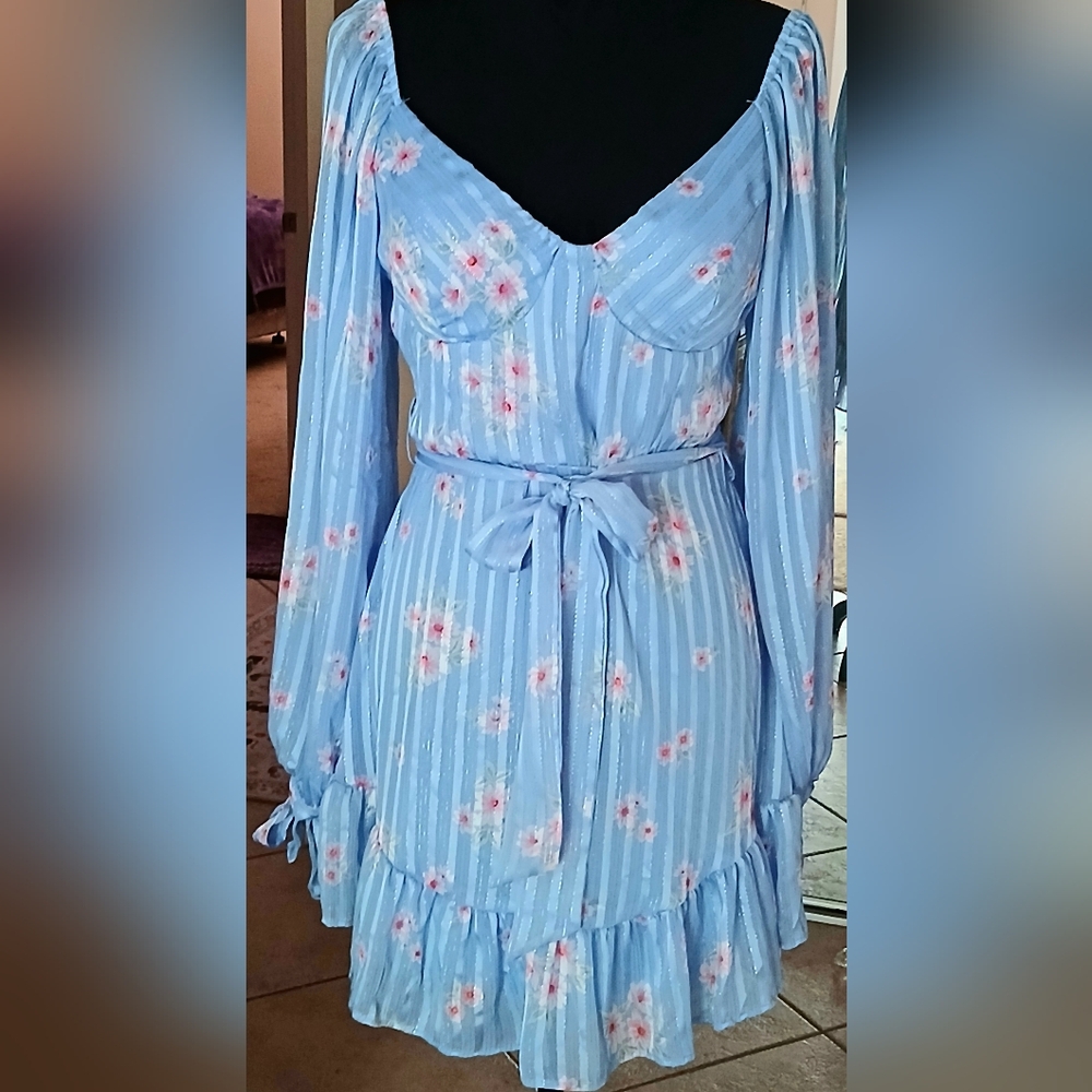 B DARLIN JUNIORS' FLORAL PRINT A-LINE DRESS, NWOT & NEVER WORN, SIZE 9-10